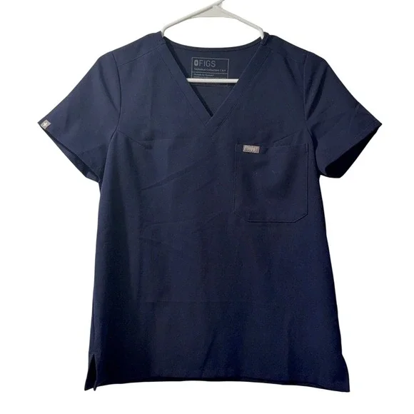 FIGS Technical Collection Navy Blue  Catarina Scrub Top Womens Size Small Petite - Picture 2 of 5